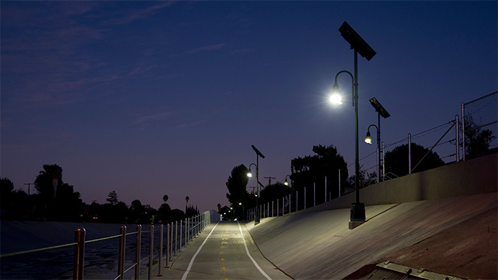 Philips Hadco Solar Pathway Lighting on the LA River Greenway