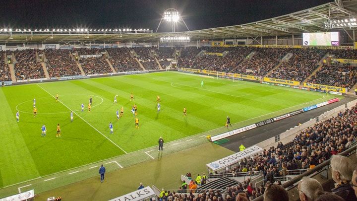 Outdoor sports stadium illuminated with Philips sports lighting