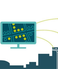 CityTouch connected lighting app example illustration. Measure, manage, monitor - data collection | smart city big data