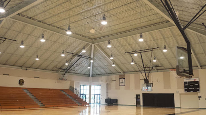 Gymnasium lit with LED lighting