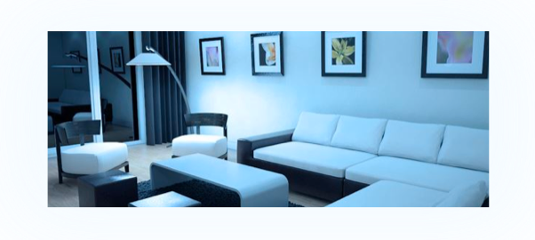 Living room lighting effect with a bright daylight color temperature 