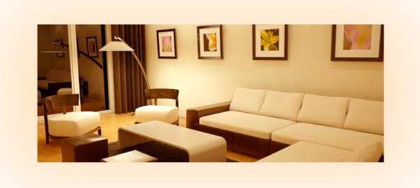 Living room lighting effect with a warm glow color temperature 