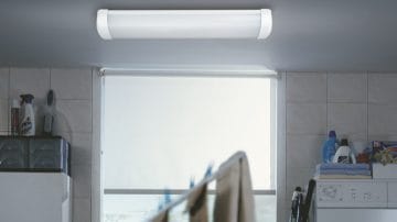 Ceiling light in a laundry room